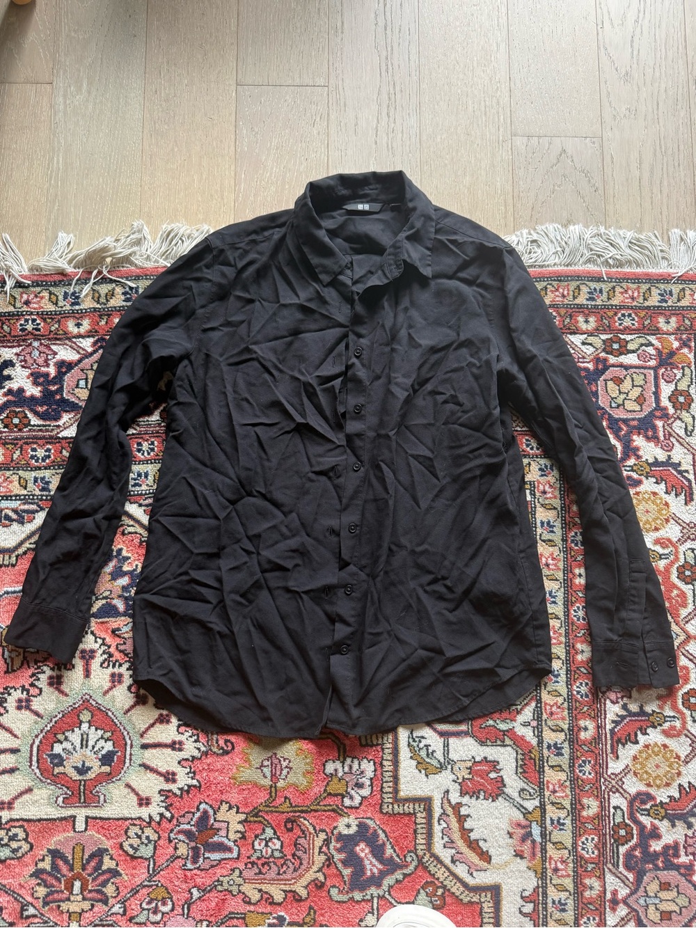 Uniqlo Women's Black Button-Down Shirt